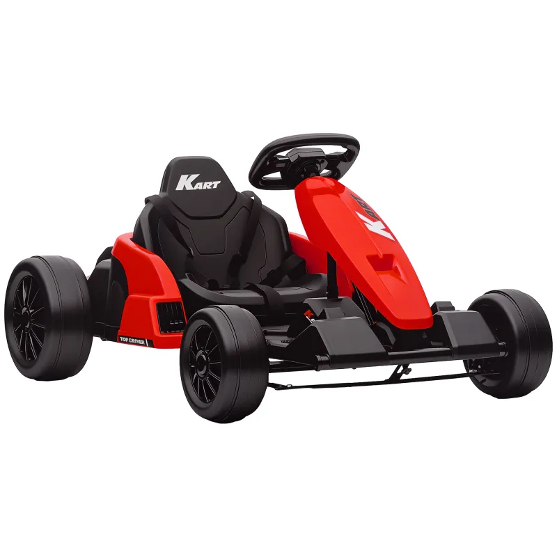 24V Electric Go Kart with Dual 150W Motors, Adjustable Seat & 11.2MPH High Speed, Slow Start, 5-Point Harness, Red