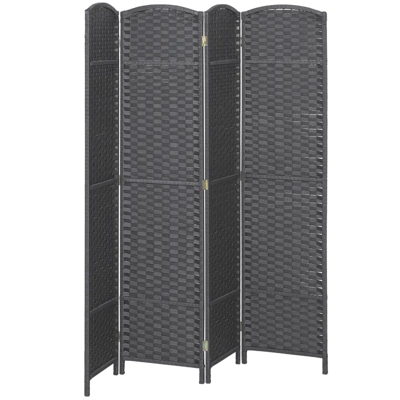 Folding Room Divider Screen 4 Panel 5.6 ' Tall Privacy Screen Freestanding Room Partition for Home Office, Charcoal Gray