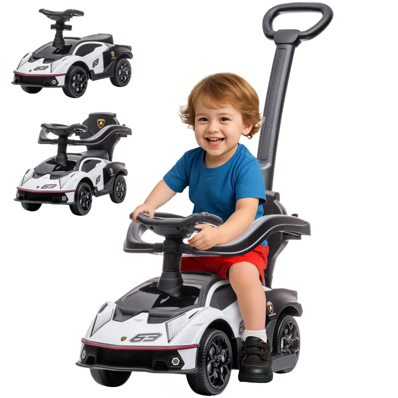 Toddler Push Car, Lamborghini Stroller Walking Car Age for 1-3, White