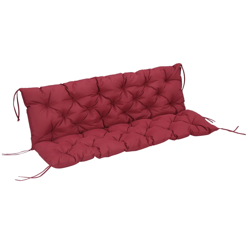 59" x 38" Tufted Bench Cushion for Outdoor Furniture, 3-Seater Replacement for Swing Chair, Patio Sofa/Couch, Wine Red