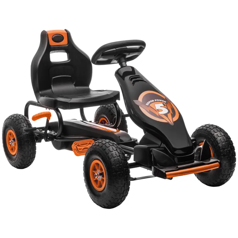 Kids Pedal Go Kart Ride-on Toy with Ergonomic Comfort, Pedal Car with Tough, Wear-Resistant Tread for Ages 5-12, Orange