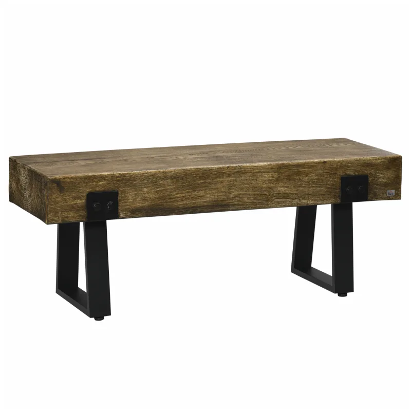 Garden Bench with Metal Legs, Rustic Wood Effect Concrete Entryway Bench, End of Bed Bench, Indoor Outdoor Use