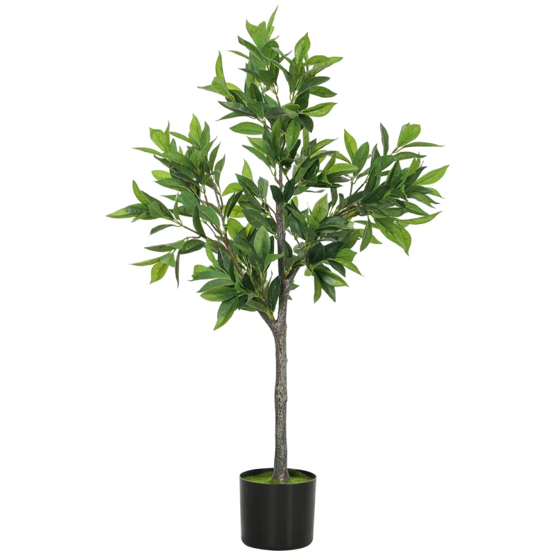 Potted Fake Plant, Lifelike Laurel Artificial Tree with 345 PEVA Leaves for Home Decor, Green