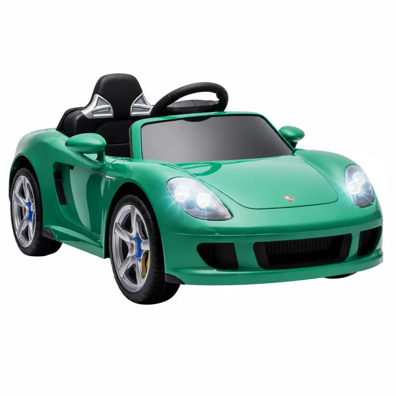 12V Kids Ride On Car, Licensed Porsche Carrera GT with Remote, Rear Suspension, Smooth Start for Ages 3-6, Green