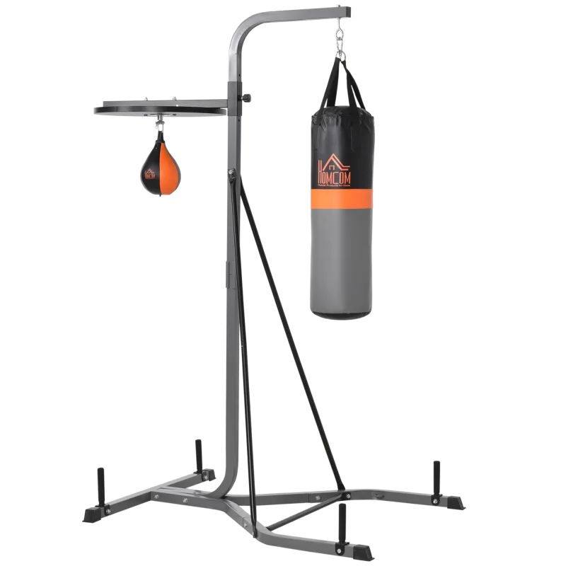 2-in-1 Punching Bag with Stand for Adults, 65.7"-73.6" Height Adjustable Freestanding Heavy Bag Stand with Speedball
