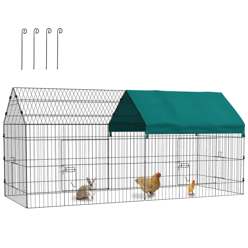 87" Small Animal Playpen with with Roof for Rabbits, Chicken, Chinchillas for Indoor/Outdoor Use, Green