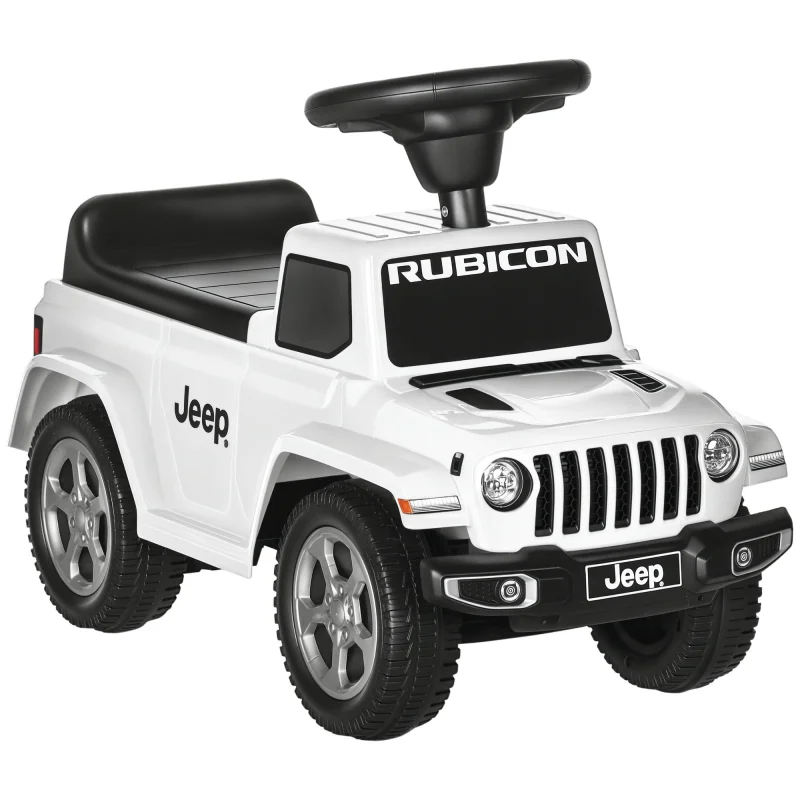 Kids Ride on Push Car, with Engine Sounds & Under-Seat Storage, Foot-to-Floor Ride on Sliding Car with Horn, White