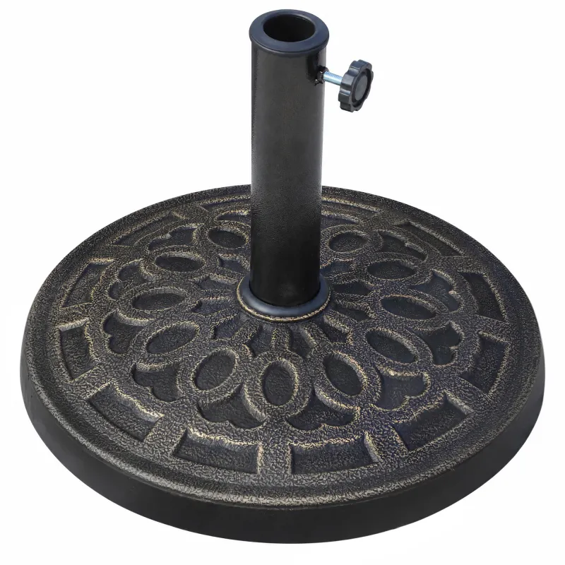 26lbs Heavy Duty Umbrella Base, 17" Umbrella Stand Outdoor Base with Decorative Pattern, for Patio, Outdoor, Swimming Pool, Bronze