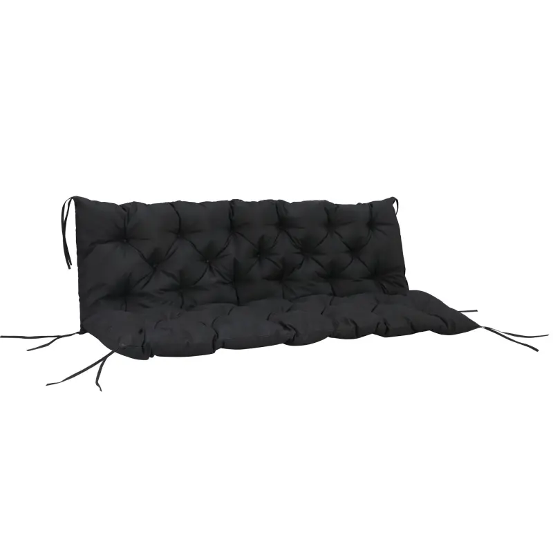 59" x 38" Tufted Bench Cushion for Outdoor Furniture, 3-Seater Replacement for Swing Chair, Patio Sofa/Couch, Black