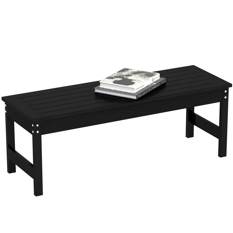 47" Outdoor Bench Seat, HDPE All-Weather Garden Bench, Backless Slatted Patio Bench for Yard, Porch, Park, Black