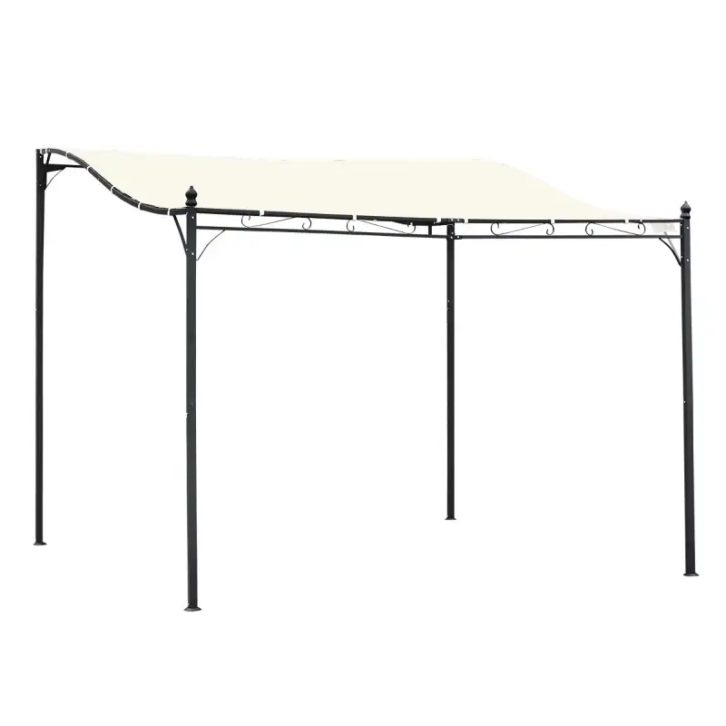 10' x 10' Steel Outdoor Pergola Gazebo, Patio Canopy with Weather-Resistant Fabric and Drainage Holes for Backyard, Deck, Garden, Cream White