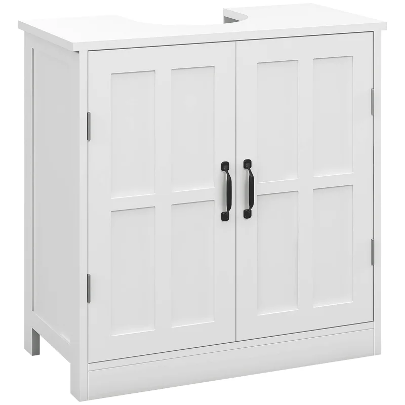 Bathroom Sink Cabinet, Pedestal Sink Cabinet with Adjustable Shelf, White