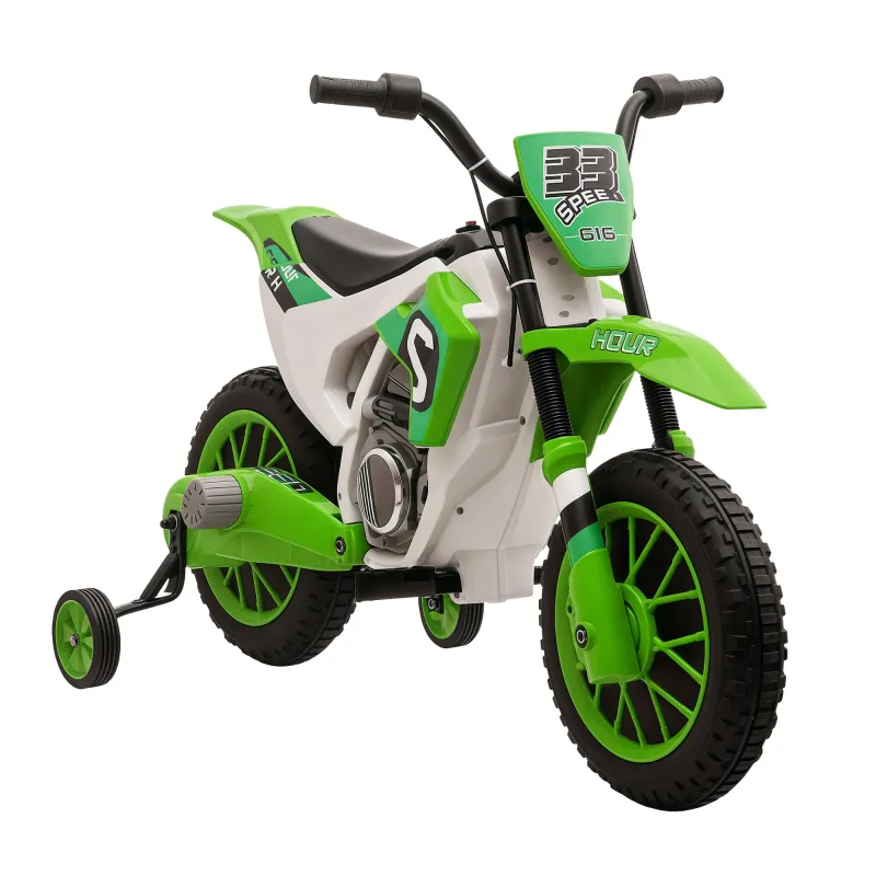 12V Kids Motorcycle w/ Treaded Tires, 5mph Top Speed Electric Bike for Kids, Green