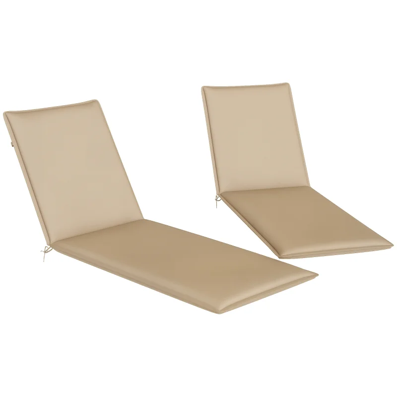 Foldable Chaise Lounge Cushion Set of 2, Outdoor Lounge Chair Cushion Set, UPF50+ 200gsm Fabric, 76" x 23", Beige