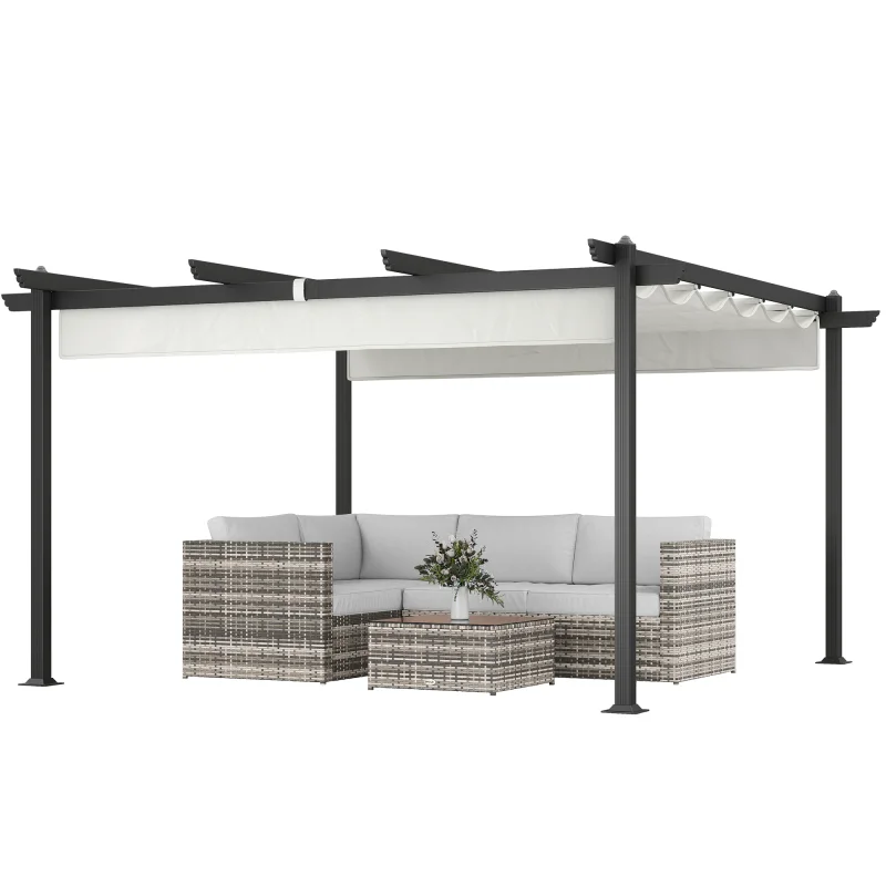 13' x 13' Aluminum Retractable Pergola Canopy, Outdoor Pergola for Garden, Patio, Backyard, Deck, White