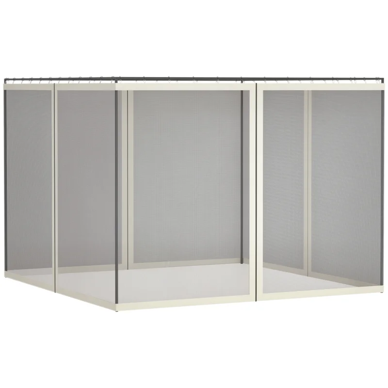 Replacement Mesh Sidewall Netting for 10' x 13' Gazebos and Canopy Tents with Zippers, (Sidewall Only) White