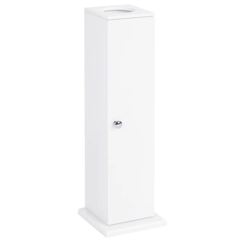 Small Toilet Paper Cabinet, Bathroom Corner Cabinet with Doors and Shelves for Paper Shampoo, White