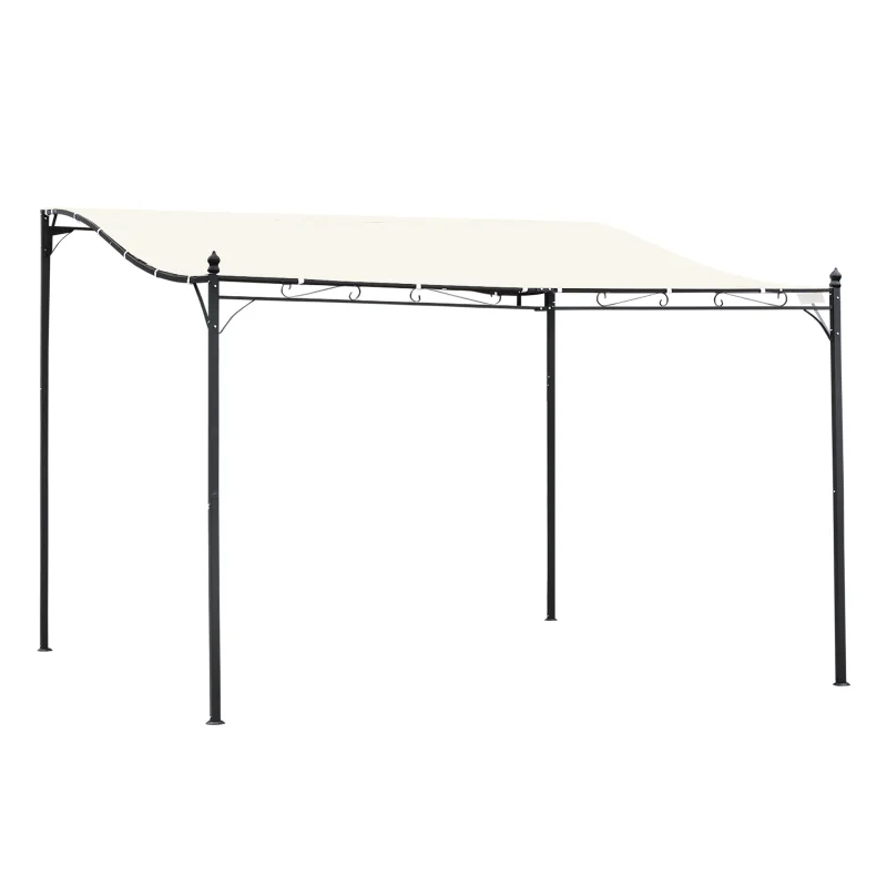 10' x 13' Outdoor Pergola Gazebo, Steel Patio Canopy with Weather-Resistant Fabric and Drainage Holes, Cream White