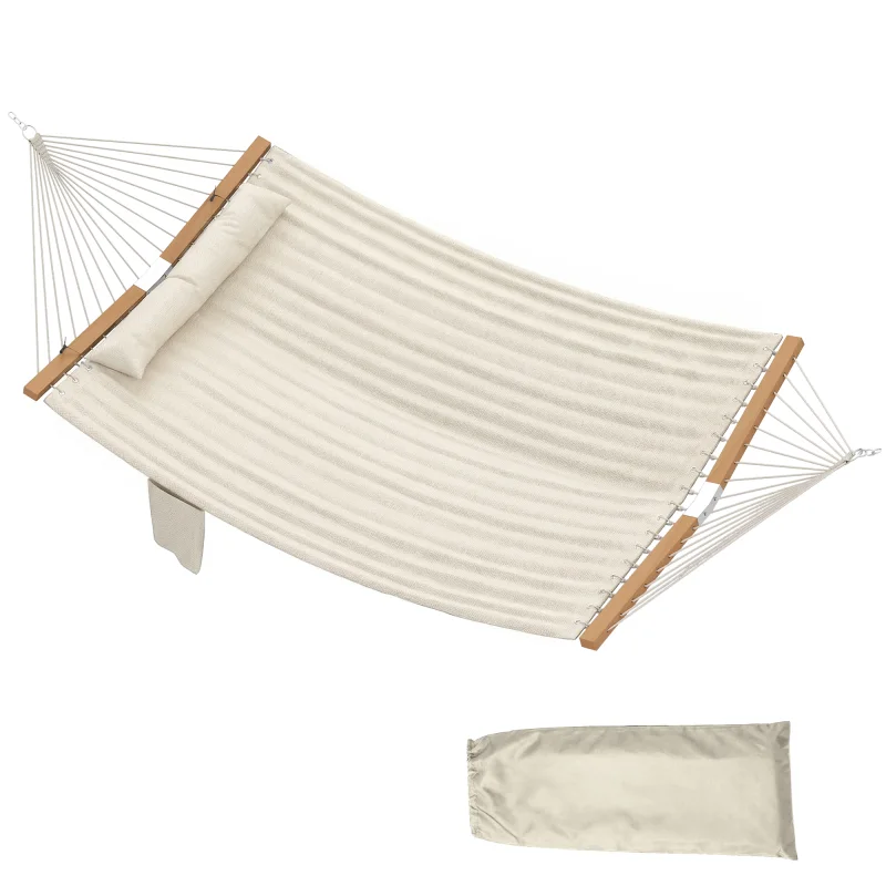 Outdoor Hammock 2-Person, with Pillow & Pad, 440 lbs Capacity, Cream White