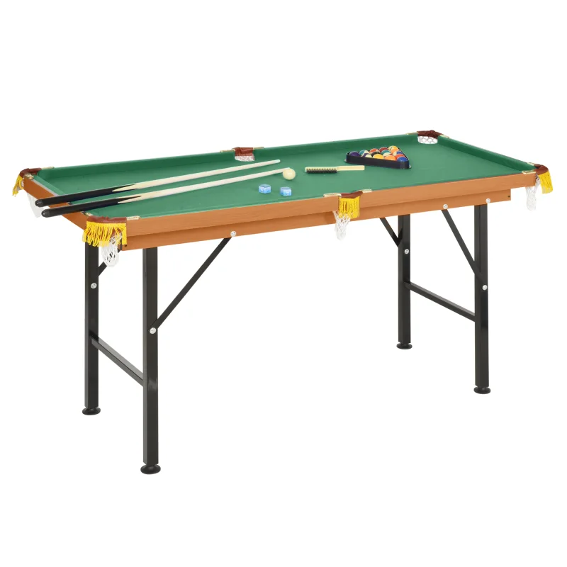 55'' Portable Folding Billiards Table Game Pool Table for Whole Family Number Use With Cues, Ball, Rack, Green