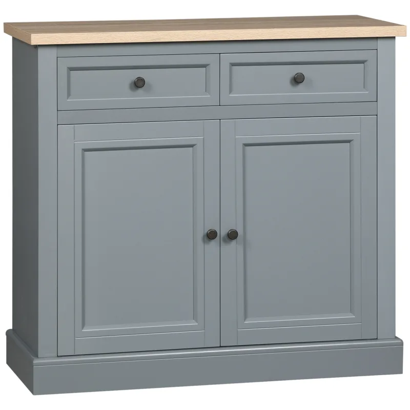 Sideboard Buffet Cabinet, Coffee Bar Cabinet with 2 Drawers and Double Door Cupboard for Kitchen, Living Room, Entryway, Dark Gray