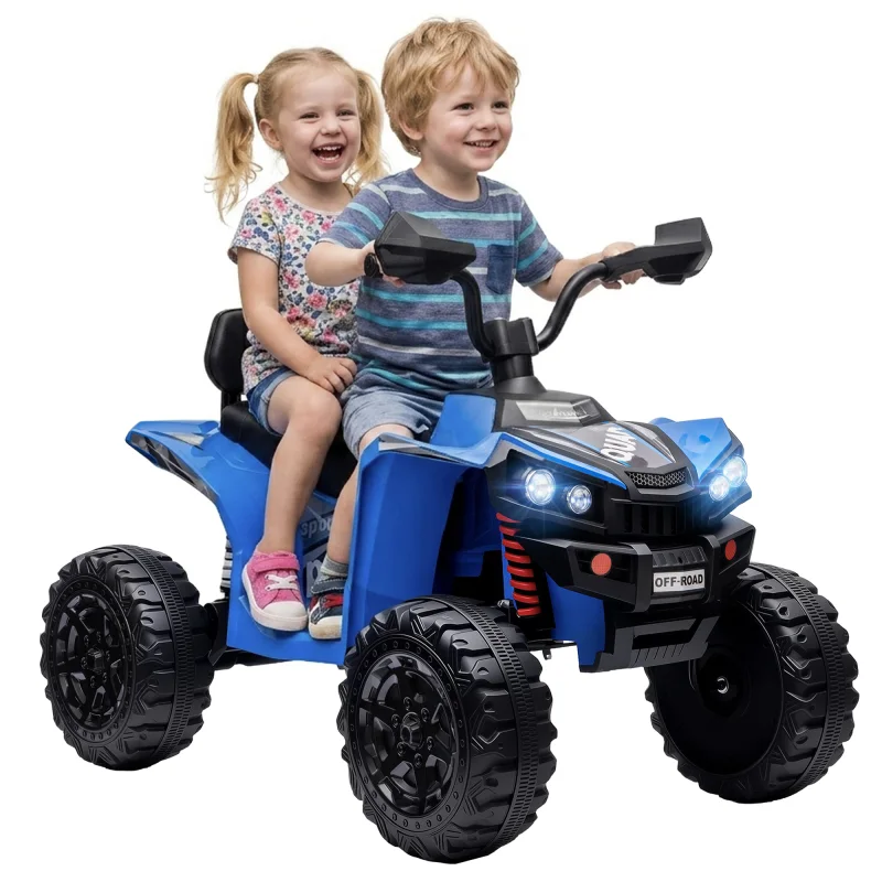 24V 2 Seater Ride On Toys, Kids ATV 4 Wheeler with Dual Motors, High & Low Speed for Boys Girls Aged 3-8 Years, Blue