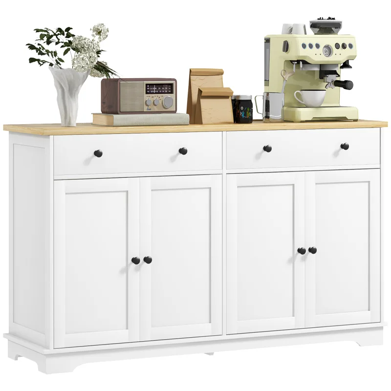 Modern Sideboard, Buffet Cabinet with Storage Drawers, Adjustable Shelves for Living Room, Dining Room, Entryway, White