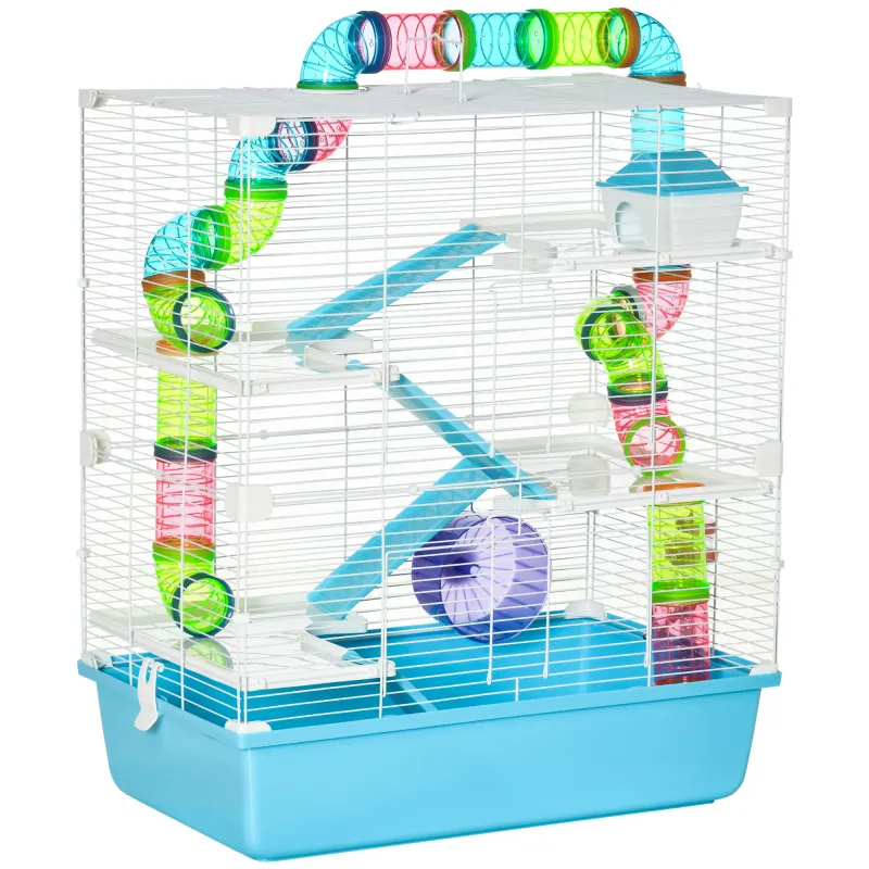 Extra Large 23" Hamster Cage with Tubes and Tunnels, Portable Carry Handles, Light Blue