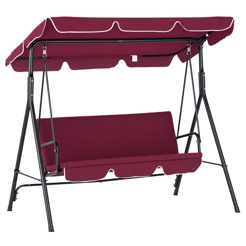 Outdoor Patio Swing Chair with Adjustable Tilt Canopy and Removable Cushion, Red