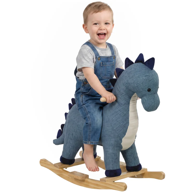 Baby Rocking Horse, Dinosaur Kids Ride on Horse with Realistic Sound, Interactive Toy for Toddlers 12-36 Months