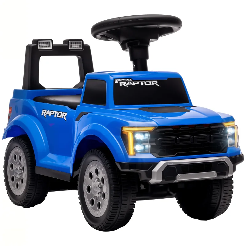 Toddler Car Licensed Ford Raptor with Headlights, Horn, Under Seat Storage, Anti-Tip Design for 18-36 Months, Blue