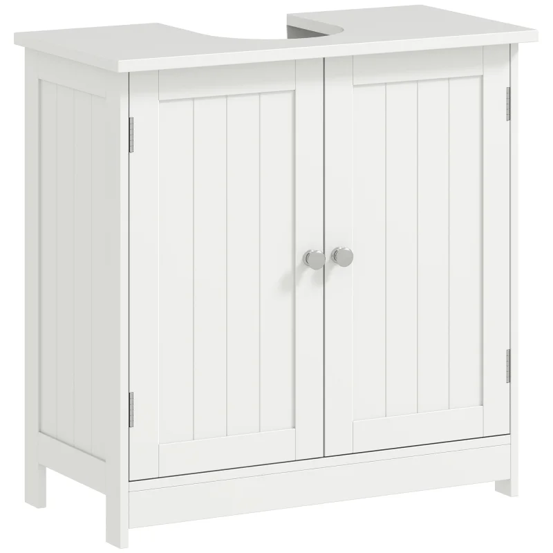 24" Under Sink Storage Cabinet with 2 Doors and Shelves, Pedestal Sink Bathroom Vanity Furniture, White