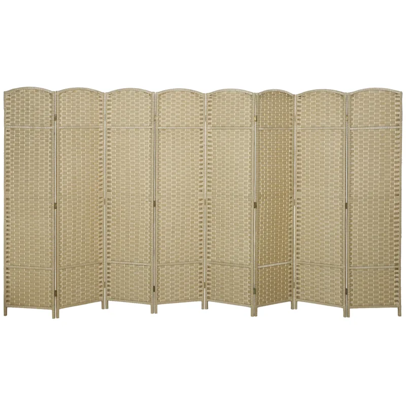Folding Room Divider Screen 8 Panel 5.6 ' Tall Privacy Screen Freestanding Room Partition for Home Office, Beige