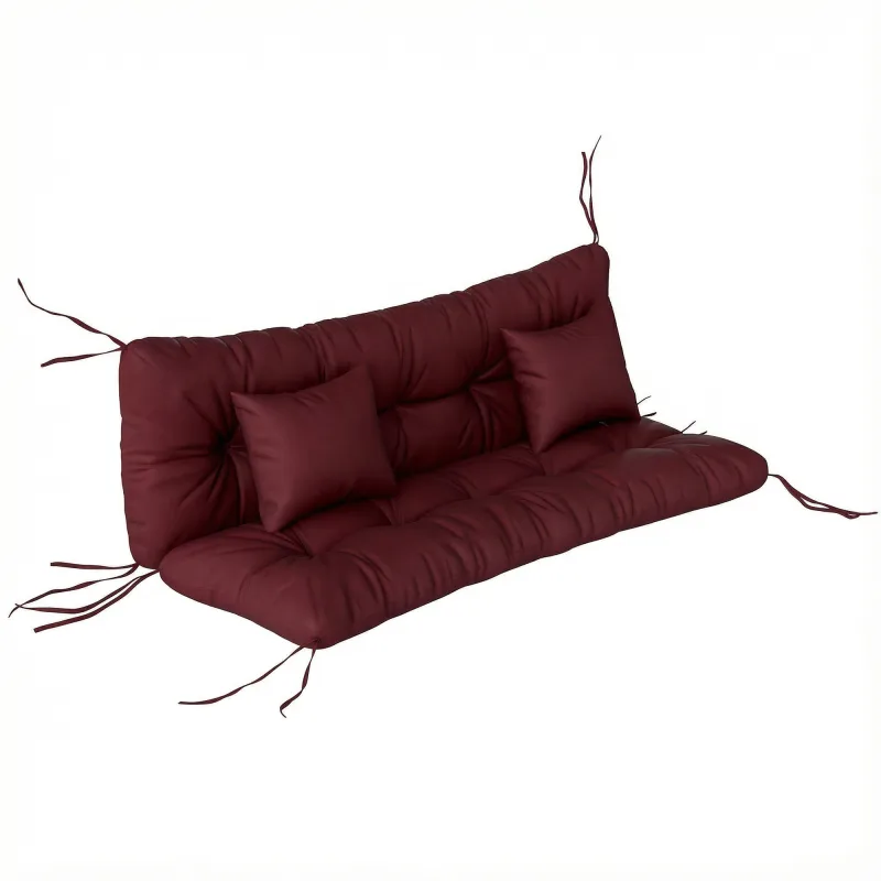 4-Piece Back and Seat Cushion Pillows Replacement and Pillows, Patio Chair Cushions Set with Ties, Wine Red