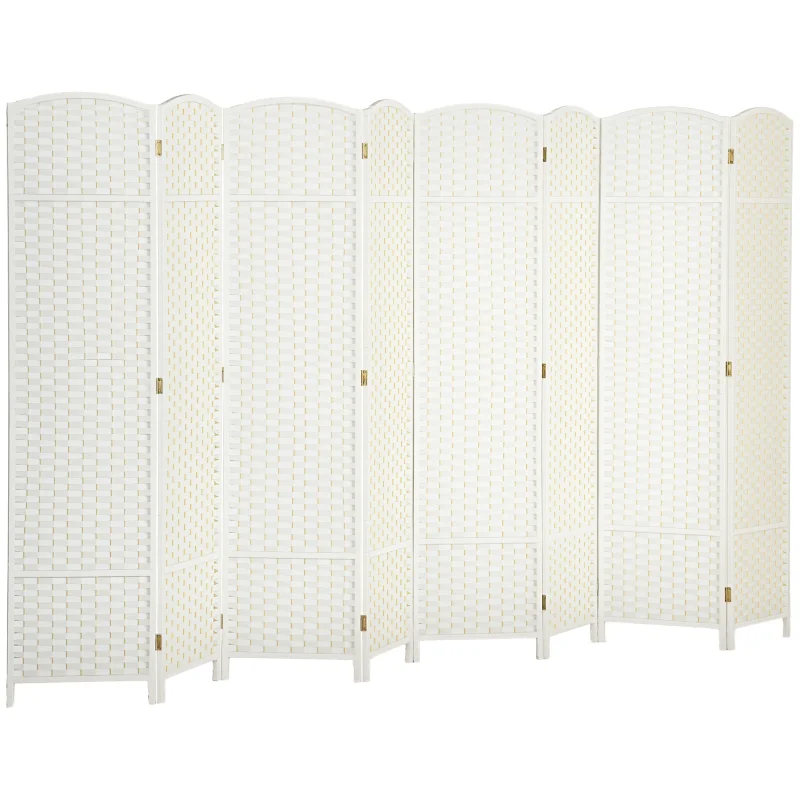 Folding Room Divider Screen 8 Panel 5.6 ' Tall Privacy Screen Freestanding Room Partition for Home Office, White