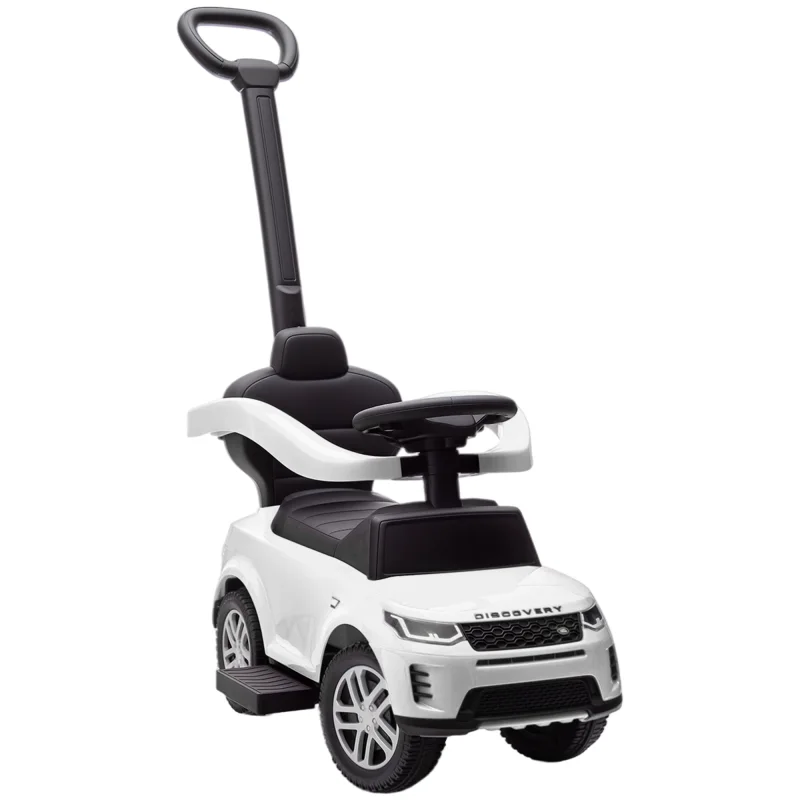 Land Rover Discovery Licensed Baby Push Car, 2-in-1 Ride on Car with Push Handle and Safety Guardrail, White