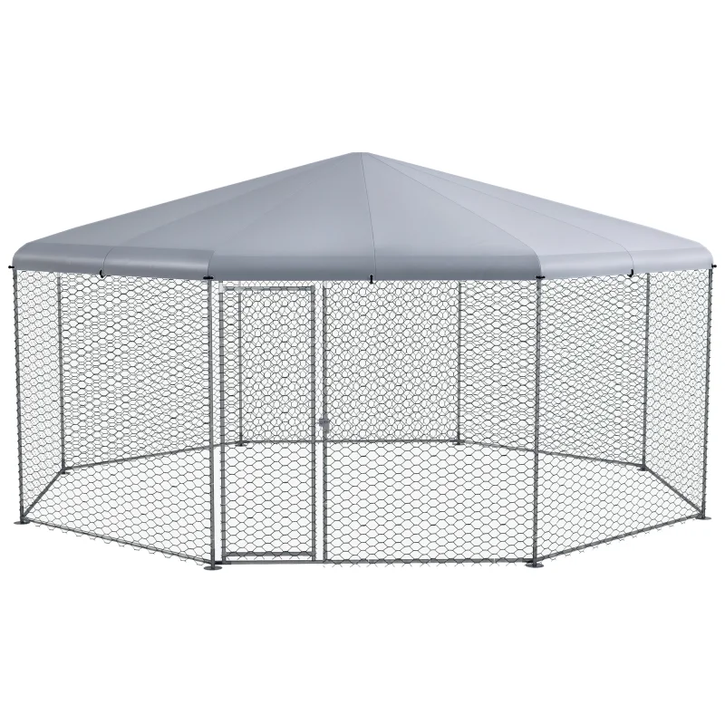 17.1 ft x 15.7 ft Chicken Run for 19-25 Chickens with Cover