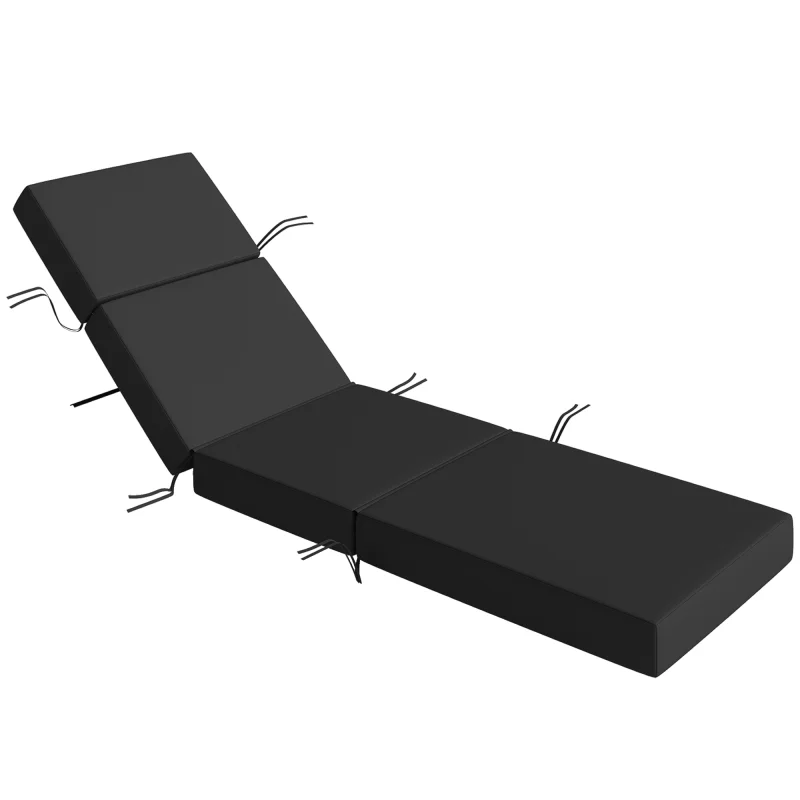 Chaise Lounge Cushion, 4" Thick Outdoor Lounge Chair Cushion with Ties for Patio, 21" x 72", Gray