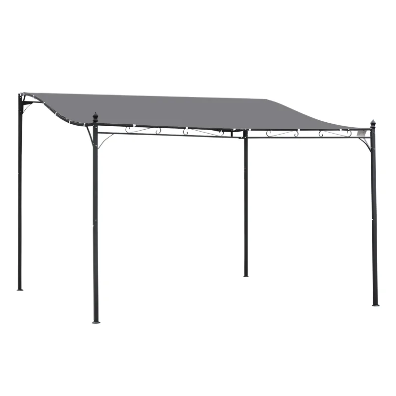 10' x 13' Outdoor Pergola Gazebo, Steel Patio Canopy with Weather-Resistant Fabric and Drainage Holes, Gray