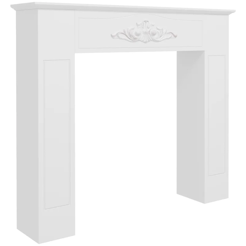 Freestanding Fireplace Surround, Modern Fireplace Mantel with Leg for Electric Fireplaces, 44.7" W x 40" H, White