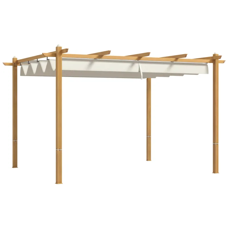 10' x 13' Retractable Pergola Canopy, Aluminum Pergola Sun Shade Shelter for Garden, Patio, Backyard, Deck, Cream