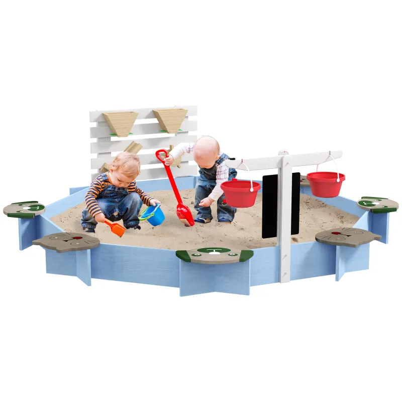 Wooden Sandbox for 3-7 Years, 85" x 85" x 25", Blue