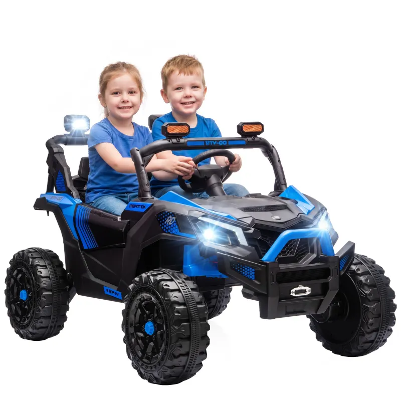 24V 2 Seater Ride On Truck Car for Big Kids with Remote Control, Dual Motors, 4-Wheel Suspension for Ages 3-8, Blue