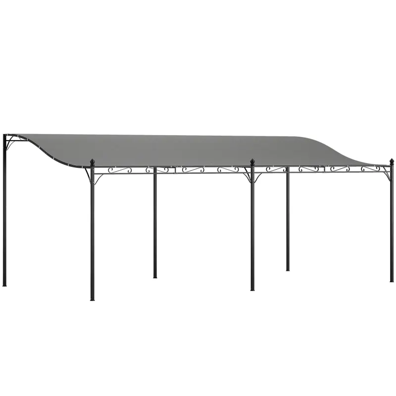 10' x 20' Wall-Mounted Outdoor Pergola Canopy, Metal Patio Canopy with Drainage Holes for Backyard Garden, Dark Gray
