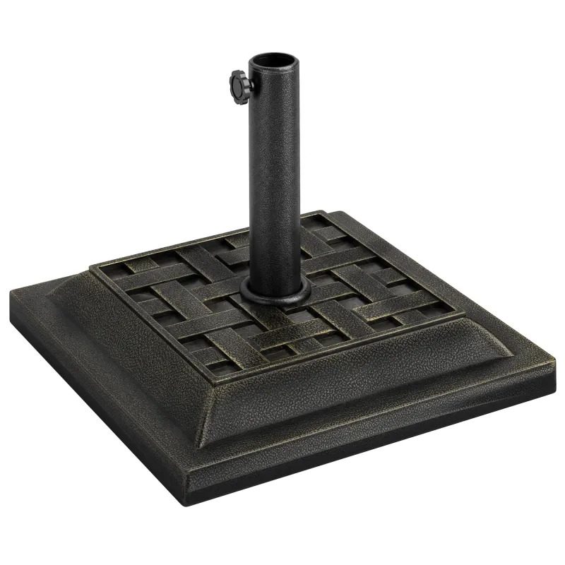 20 lbs Patio Market Umbrella Base Stand Resin Parasol Holder Square with Beautiful Decorative Pattern & Easy Setup