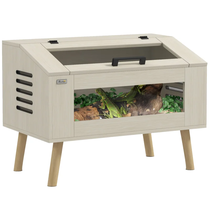 30 Gallon Reptile Tank, Top Opening Reptile Enclosure with Glass Windows for Snakes, Lizards Horned Frogs & Chameleons