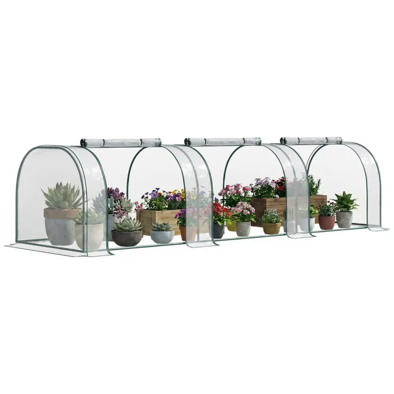 11.5' L x 3.25' W x 2.5' H Plastic Metal Tunnel Garden Greenhouse Kit