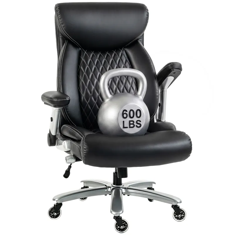 Ergonomic Office Chair with Inflatable Lumbar Support, 600 lbs, Heavy Duty Desk Chair, BIFMA, Headrest, Flip-Up Arms