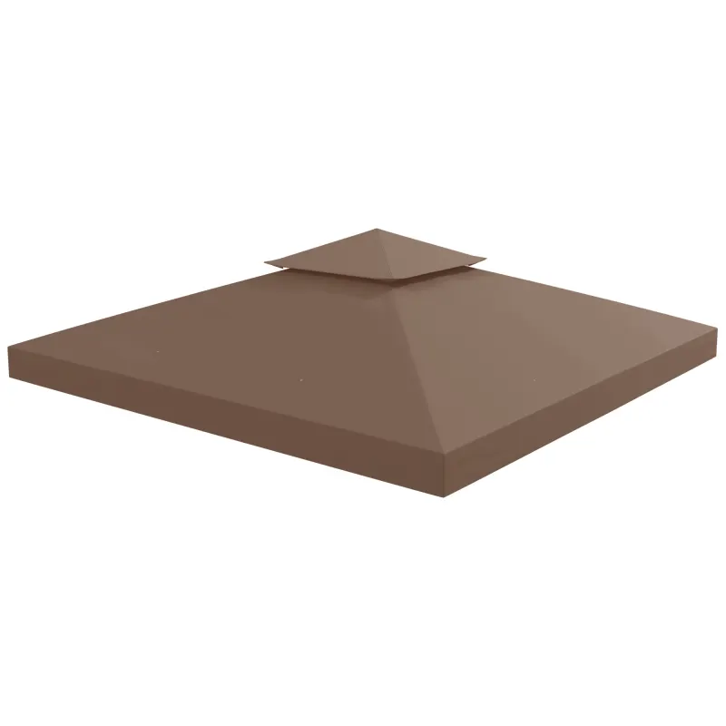 Gazebo Replacement Canopy for Model 01 -0153, 2-Tier Top Cover for 9.8' x 9.8' Gazebo, Coffee (TOP ONLY)