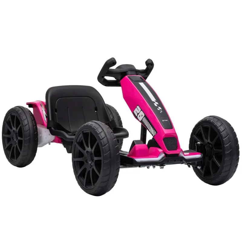 Electric Go Kart for Kids 12V Dual Motors Race Toy for Ages 3-6 Pink